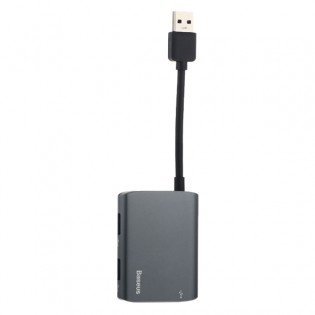 Переходник Baseus Enjoyment series USB HUB Adapter to 3 x USB 3.0 (CAHUB-A0G) для MacBook Графитовый