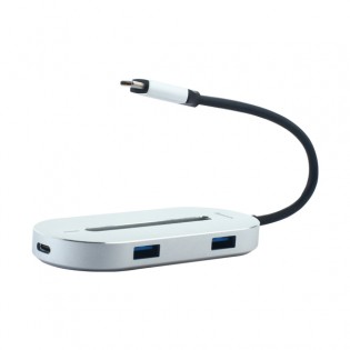 Переходник Baseus O HUB Type-C Adapter 5в1 (CABOOK-OS) Type-C to USB3.0x3/ HDMI/ Type-C для MacBook Серебристый