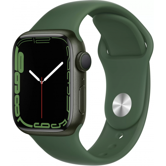 Apple Watch Series 7 41mm Green (зеленый) со спортивным ремешком цвета "зеленый клевер" Ростест