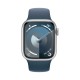 Apple Watch Series 9 45mm Silver Aluminium (серебристый) со спортивным ремешком цвета "грозовой синий" S/M/L