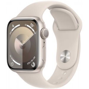 Apple Watch Series 9 45mm Starlight Aluminium (сияющая звезда / белый) со спортивным ремешком цвета "сияющая звезда" S/M/L
