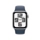 Apple Watch Series SE-2 (2023) 40mm Silver (серебристый) со спортивным силиконовым ремешком цвета "грозовой синий" S/M/L