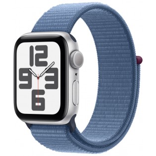 Apple Watch Series SE-2 (2023) 40mm Silver (серебристый) со спортивным тканевым ремешком цвета "ледяной синий"