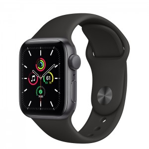Apple Watch Series SE 40mm Space Gray (серый космос) со спортивным ремешком черного цвета